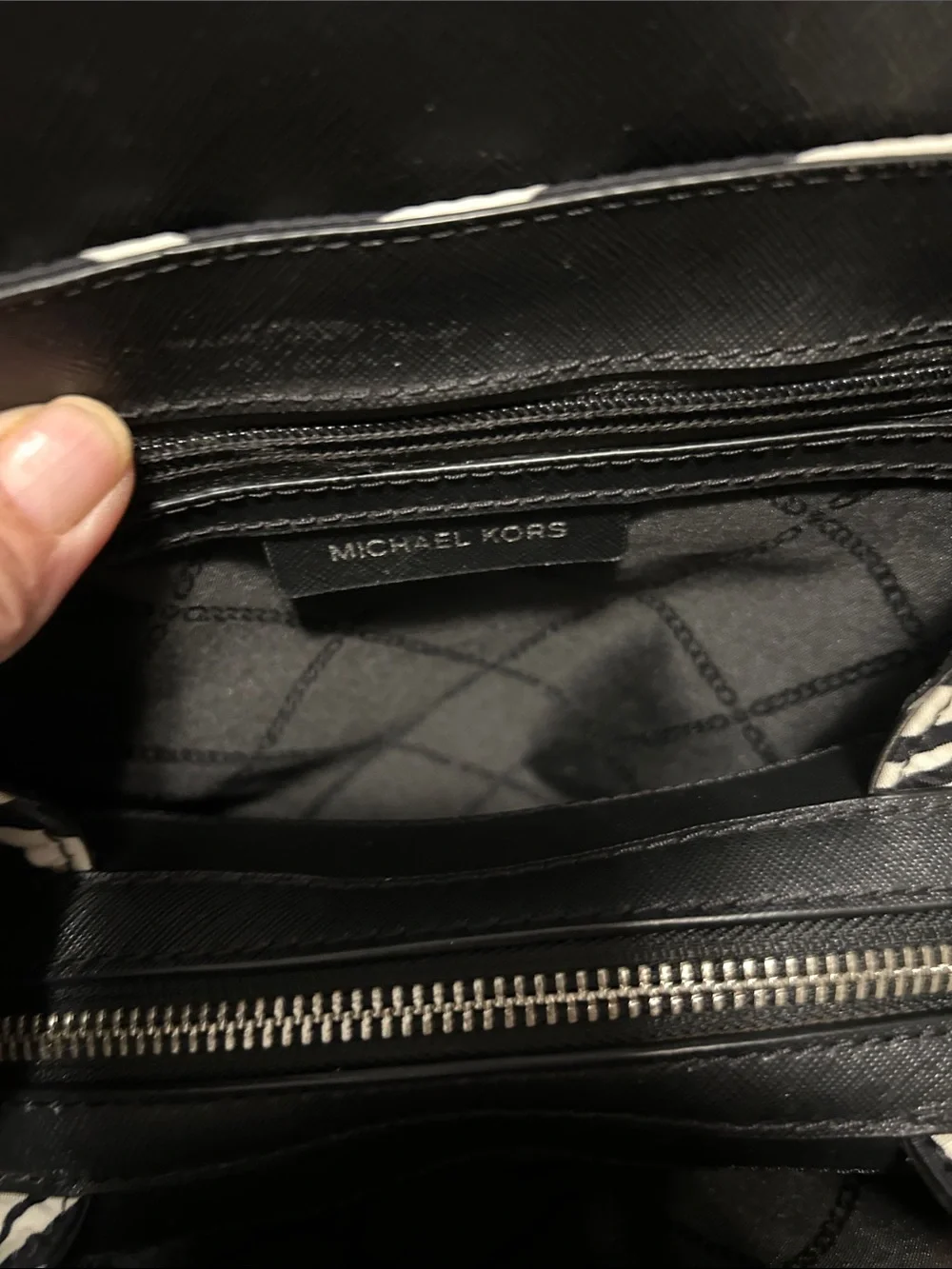 Michael Kors Black and White Zebra-Print Backpack